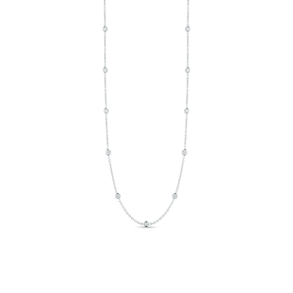 18KT GOLD 21 STATION LONG DIAMOND NECKLACE