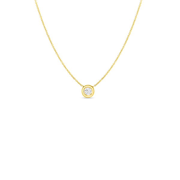 18K YELLOW GOLD TINY TREASURES SINGLE DIAMOND BEZEL NECKLACE