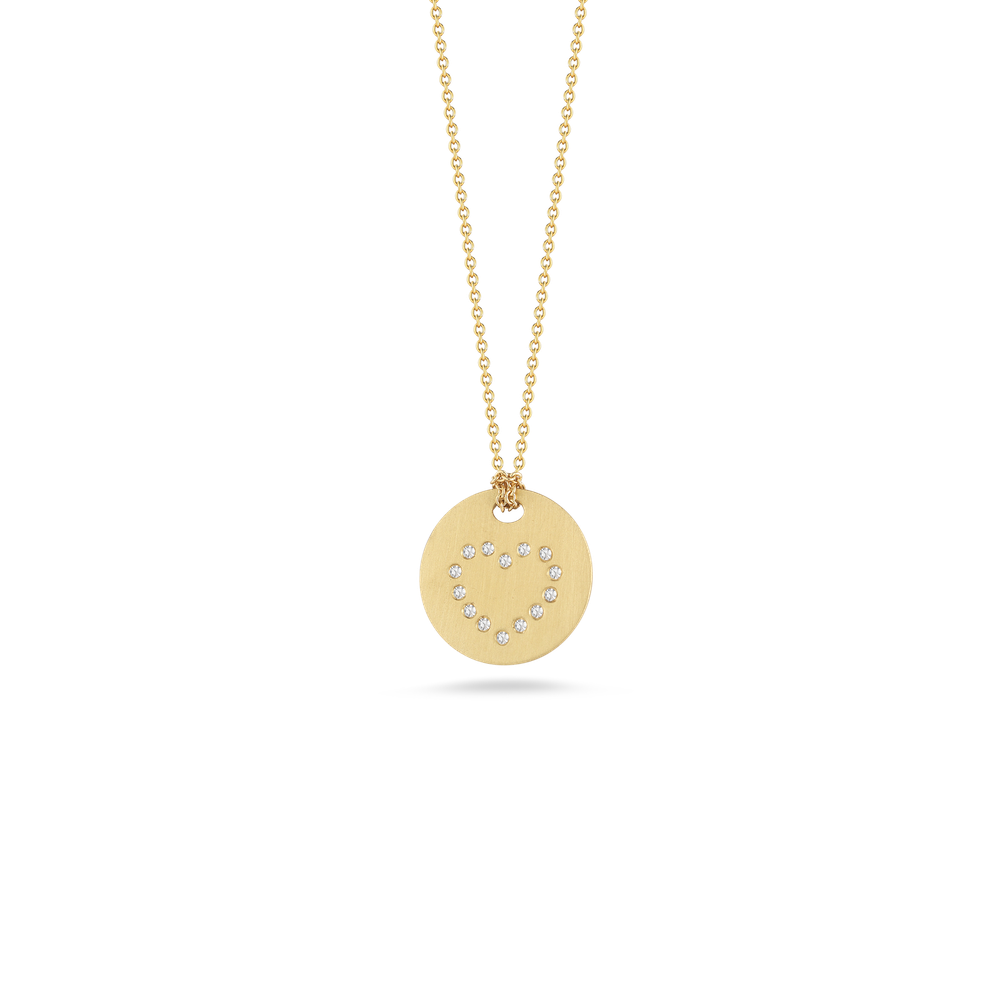 18K YELLOW GOLD TINY TREASURES DIAMOND HEART MEDALLION NECKLACE