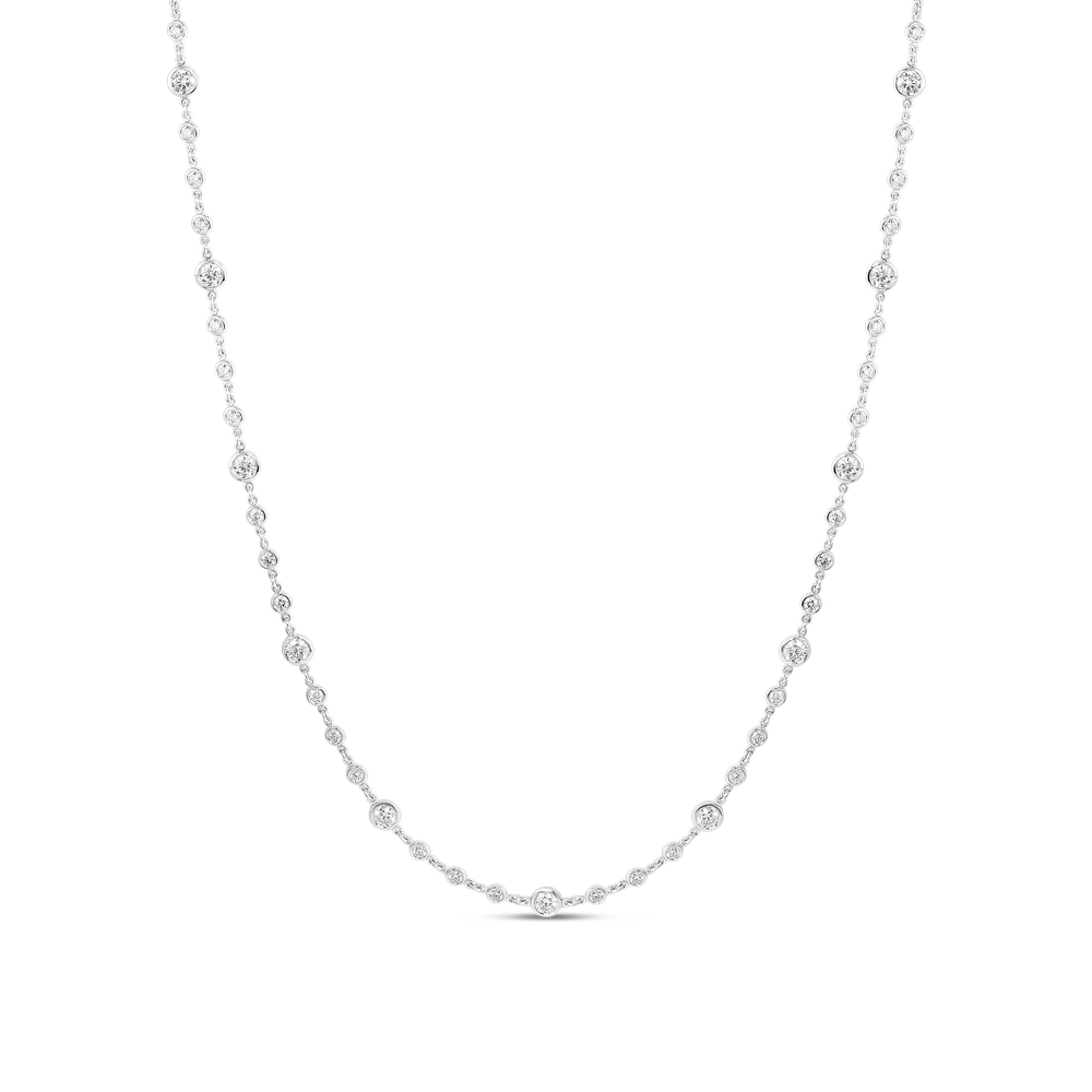 18K ENDLESS BEZEL SET DIAMOND NECKLACE - 18K White Gold