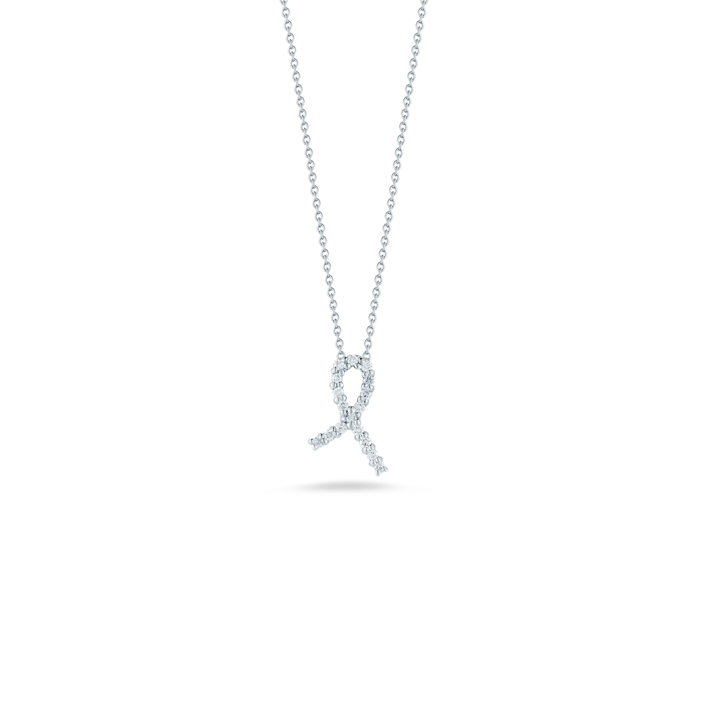 18K WHITE GOLD TINY TREASURES DIAMOND RIBBON OF HOPE NECKLACE