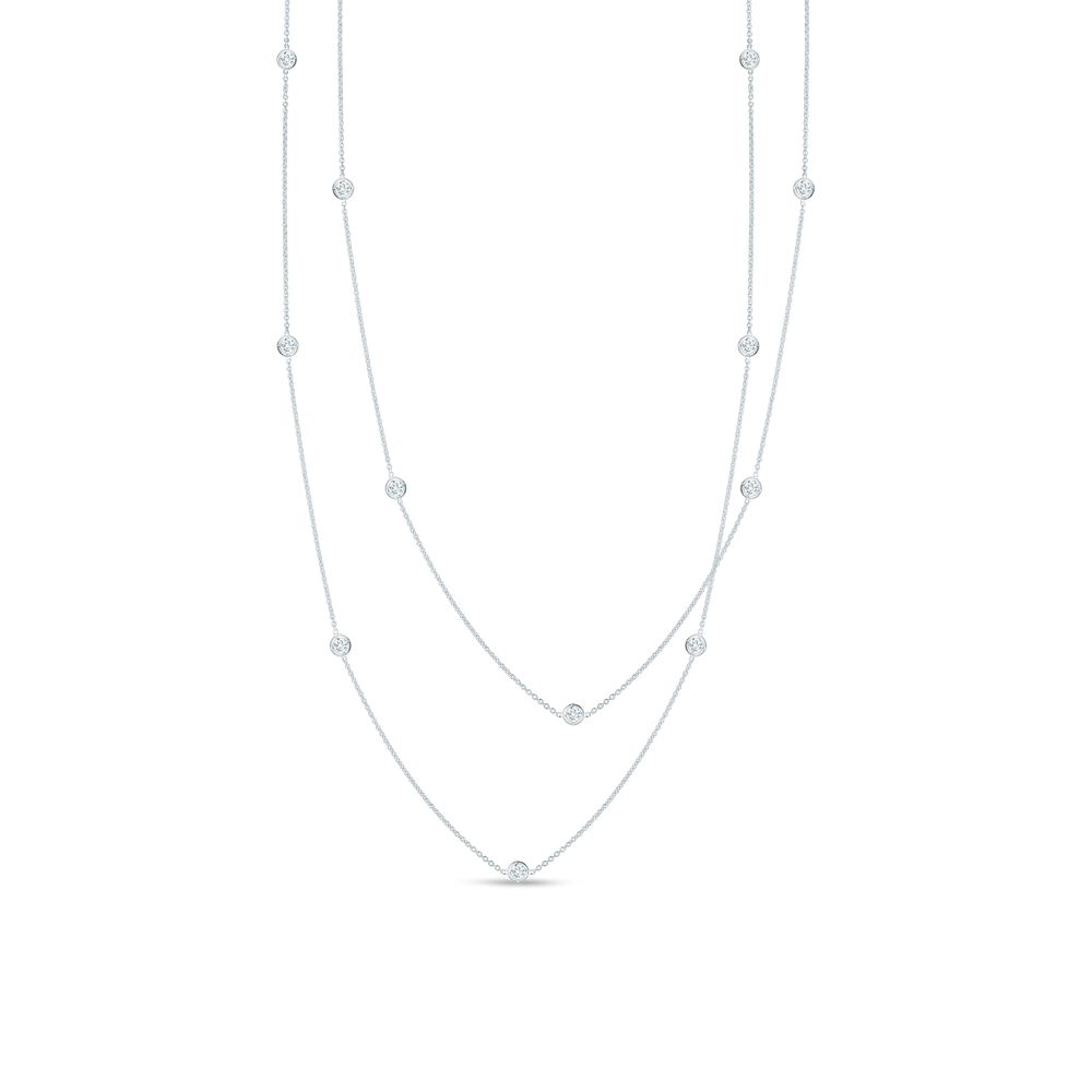 18K GOLD DIAMONDS BY THE INCH 15 STATION NECKLACE - 18K White Gold