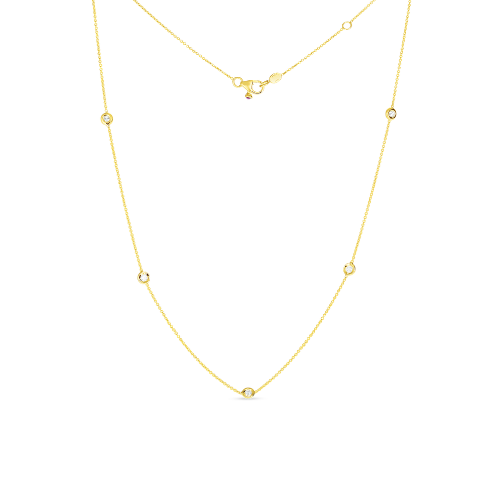 18K GOLD DIAMONDS BY THE INCH 5 STATION NECKLACE - 18K Yellow Gold
