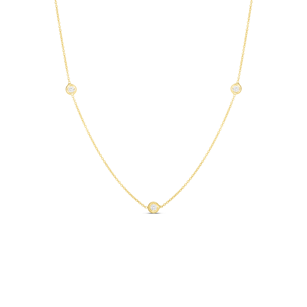 18K GOLD DIAMONDS BY THE INCH 3 STATION NECKLACE - 18K Yellow Gold