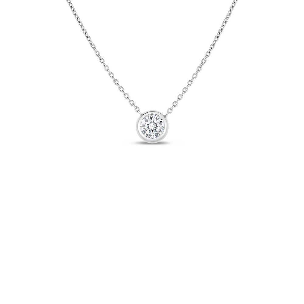 18K WHITE GOLD DIAMONDS BY THE INCH BEZEL SET SOLITAIRE NECKLACE