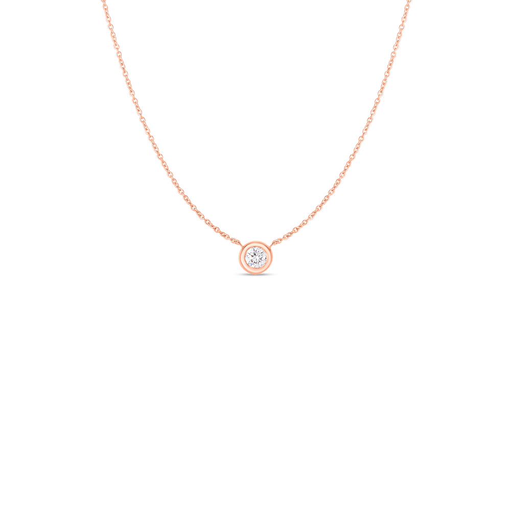 18K ROSE GOLD DIAMONDS BY THE INCH BEZEL SET SOLITAIRE NECKLACE