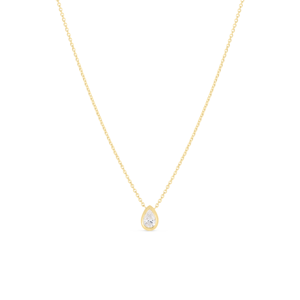 18K YELLOW GOLD TINY TREASURE PEARSHAPE DIAMOND NECKLACE