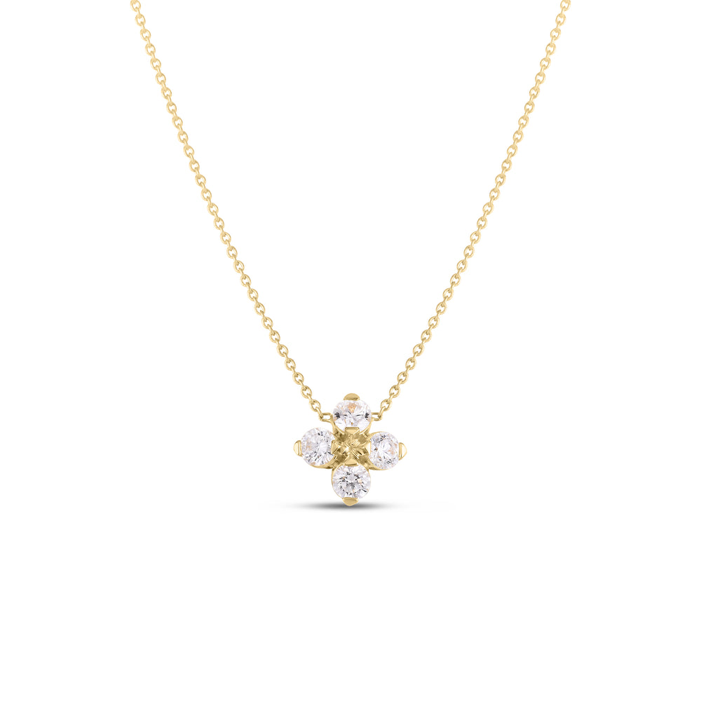 18K YELLOW GOLD LOVE IN VERONA DIAMOND FLOWER NECKLACE