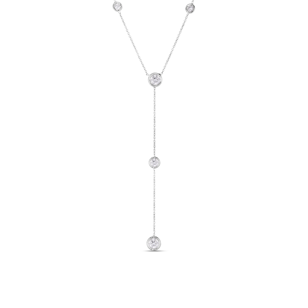 18K WHITE GOLD DIAMONDS BY THE INCH 5 STATION 'Y' NECKLACE