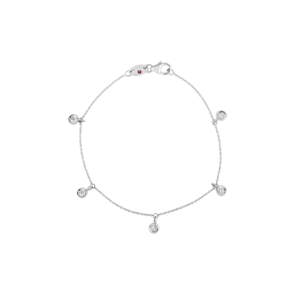 18K GOLD DIAMONDS BY THE INCH DANGLING 5 STATION BRACELET - 18K White Gold