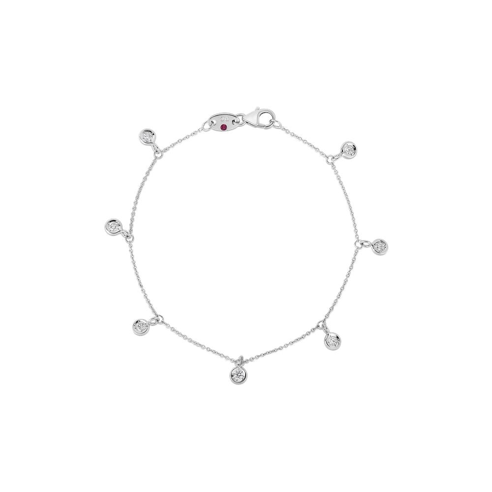 18K GOLD DIAMONDS BY THE INCH DANGLING 7 STATION BRACELET - 18K White Gold