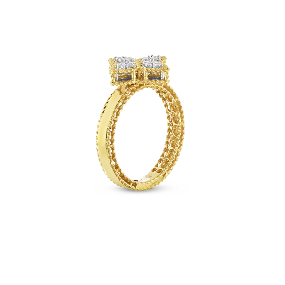 18K YELLOW/WHITE GOLD PRINCESS FLOWER MEDIUM DIAMOND RING