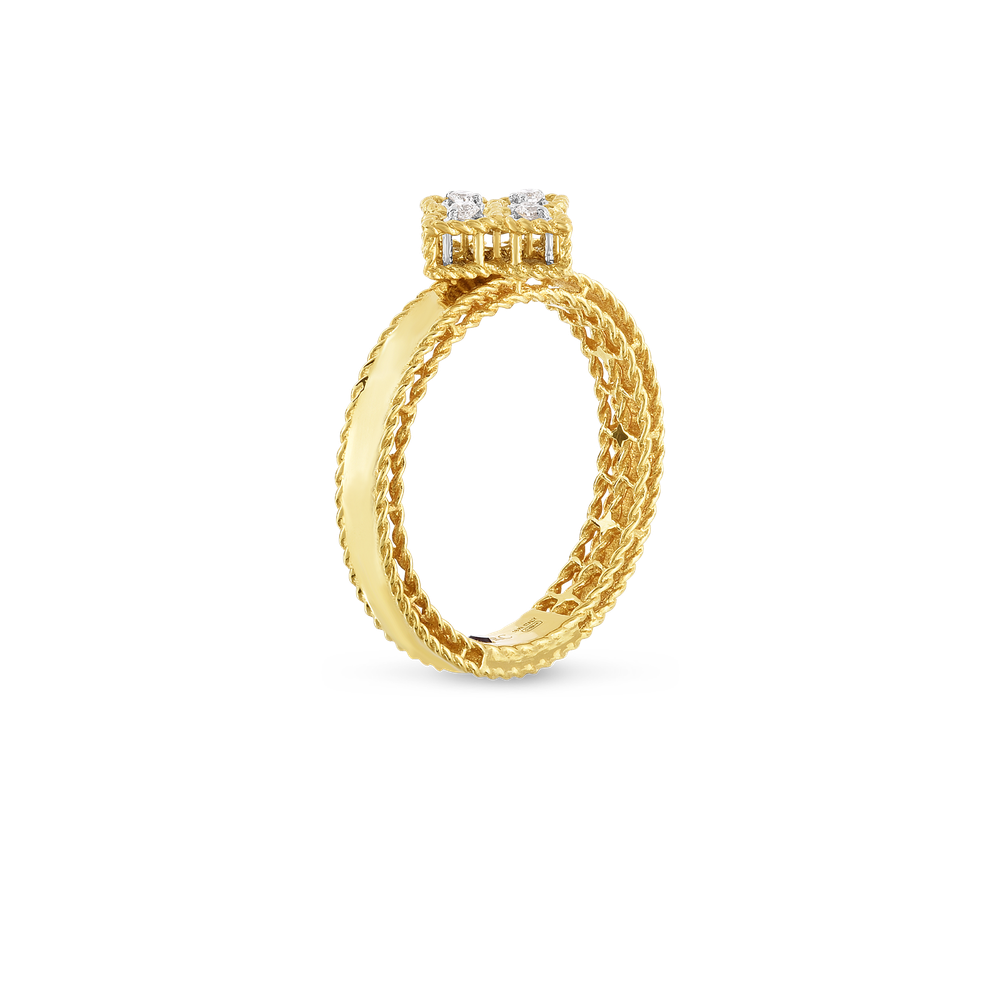 18K GOLD PRINCESS FLOWER SMALL DIAMOND RING - 18K Yellow Gold
