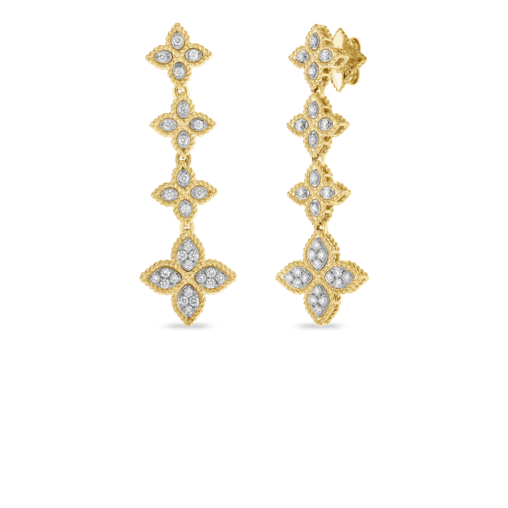 18KT GOLD DROP EARRINGS WITH DIAMONDS - 18K Yellow Gold