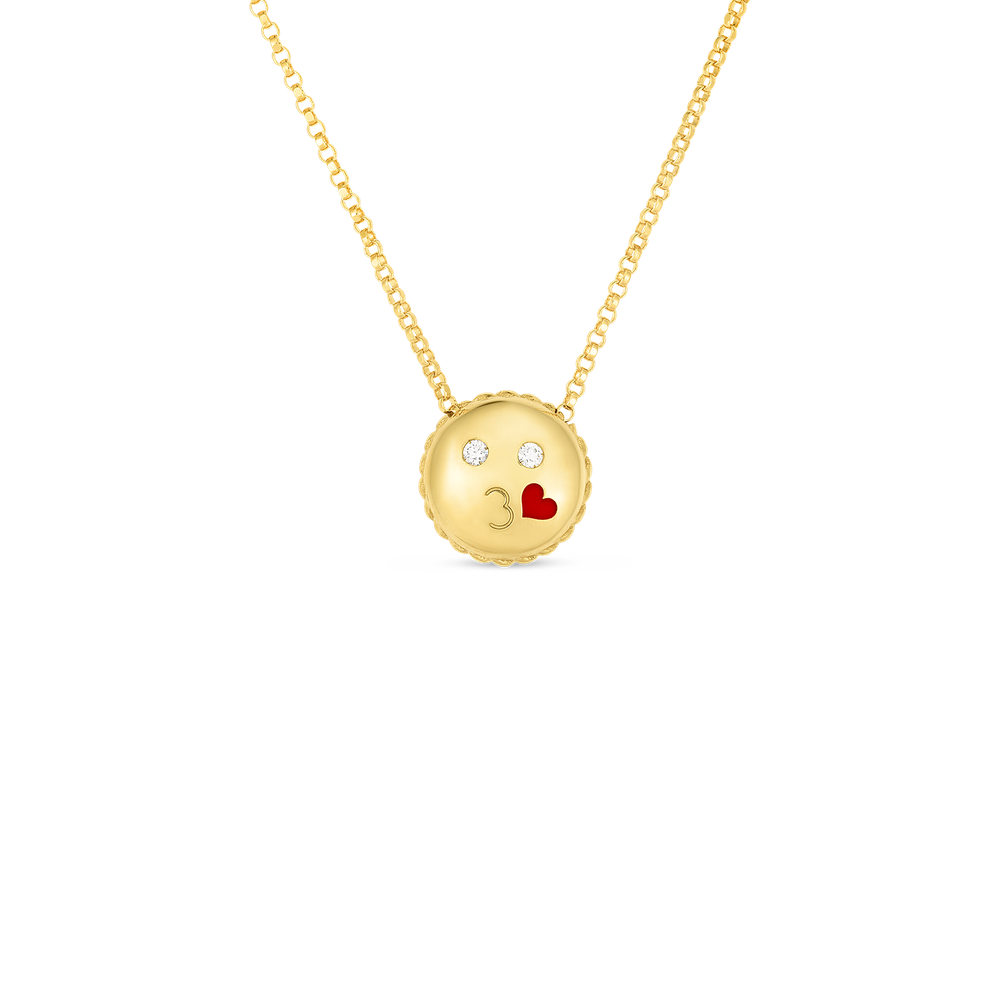 18KT GOLD KISS EMOJI PENDANT WITH DIAMONDS