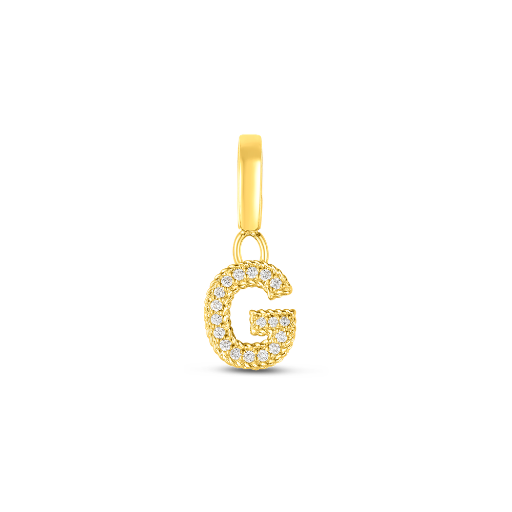 18K YELLOW GOLD PRINCESS DIAMOND LETTER 'G' CHARM