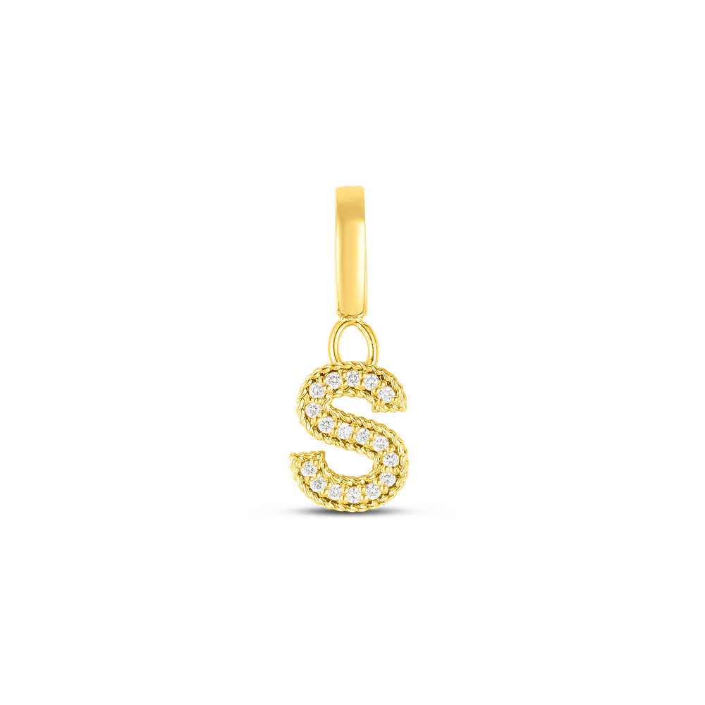 18K YELLOW GOLD PRINCESS DIAMOND LETTER 'S' CHARM