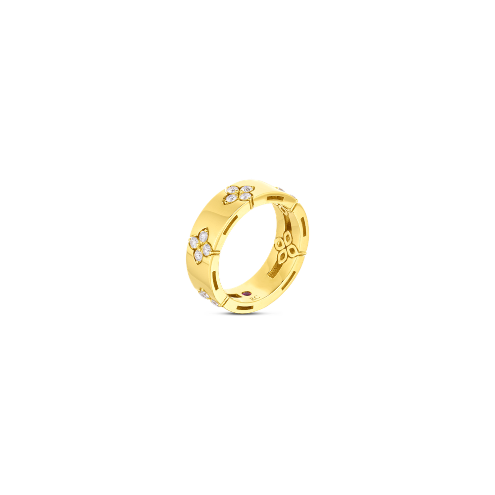 18K GOLD LOVE IN VERONA MEDIUM WIDTH DIAMOND ACCENT RING - 18K Yellow Gold