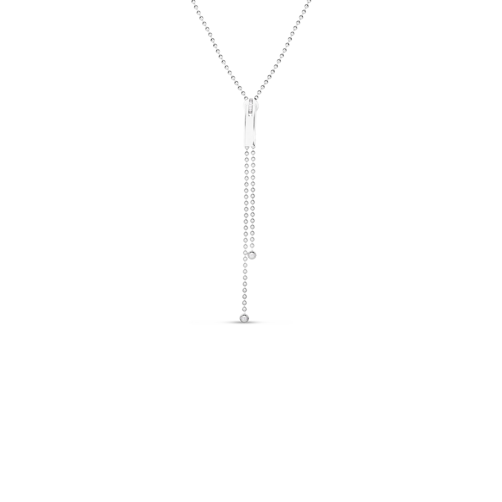 18K ZIPPER DIAMOND ACCENT ZIPPER PULL LONG NECKLACE - 18K Rose Gold