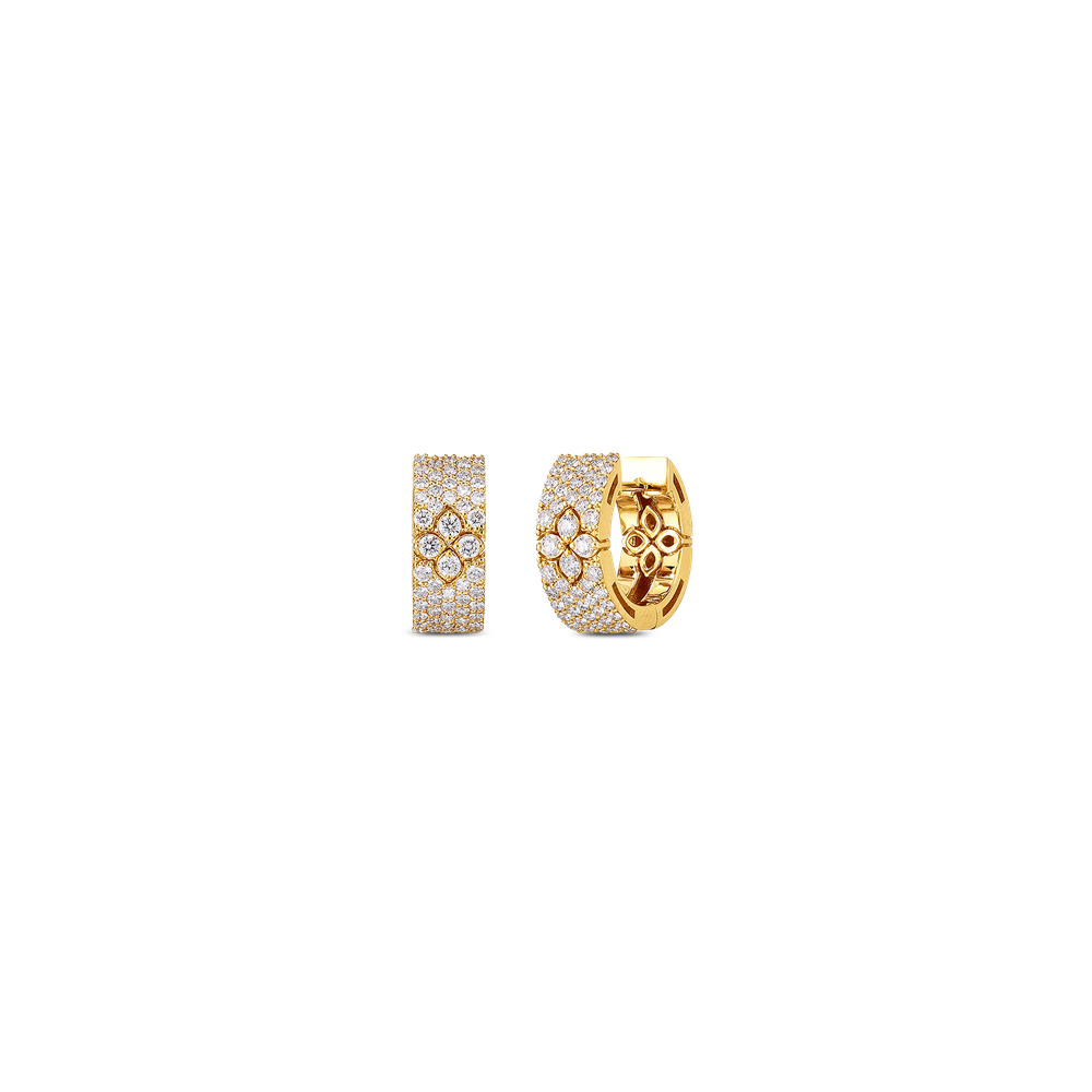 18K GOLD LOVE IN VERONA PAVE DIAMOND SMALL HOOP EARRINGS - 18K Yellow Gold