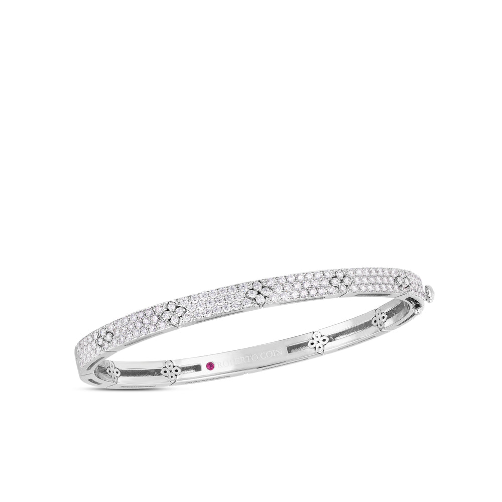 18K WHITE LOVE IN VERONA PAVE BANGLE