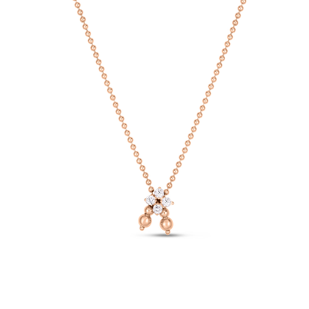 18K ROSE GOLD LOVE IN VERONA DIAMOND FLOWER LARIAT NECKLACE