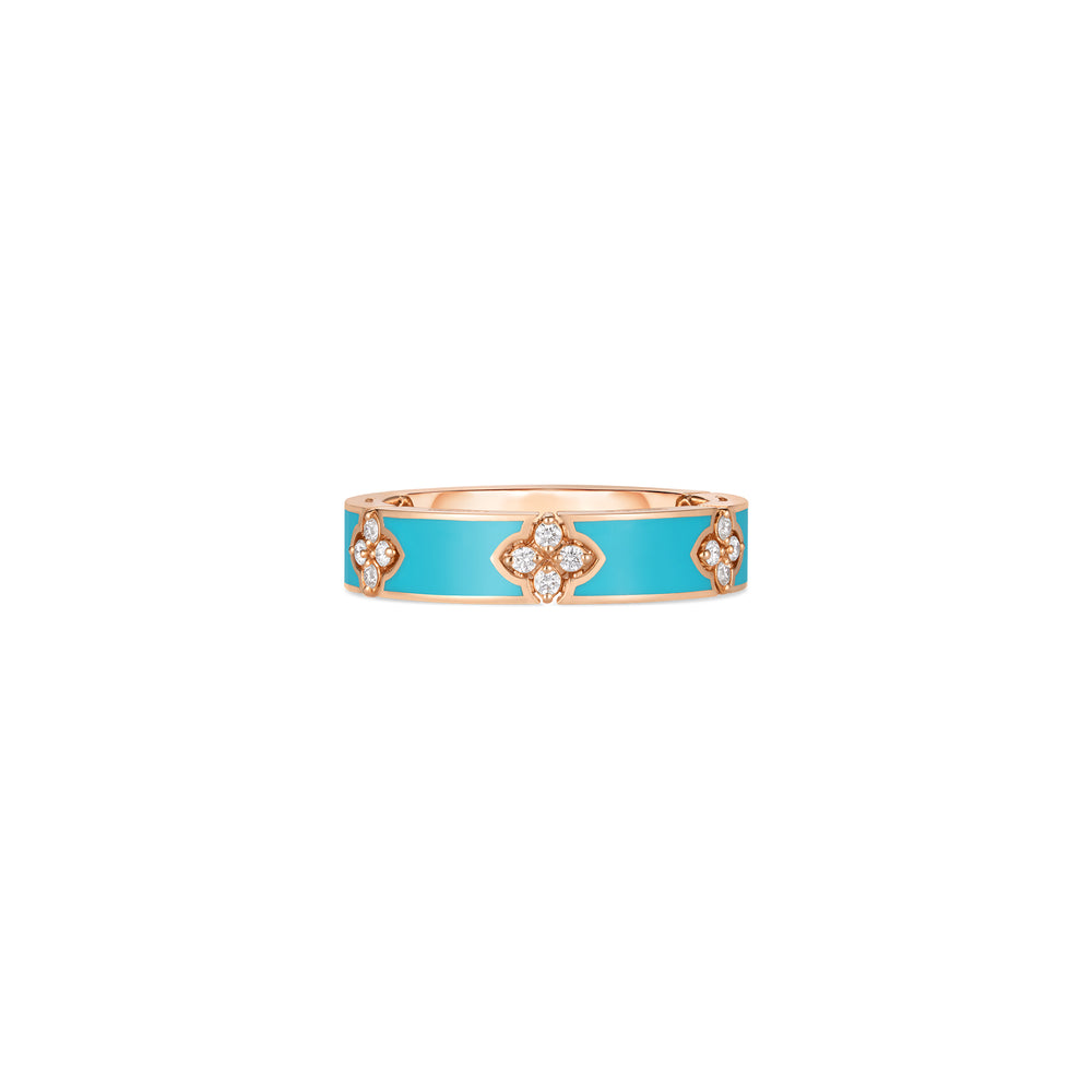18K ROSE GOLD LOVE IN VERONA DIAMOND AND CYAN ENAMEL RING