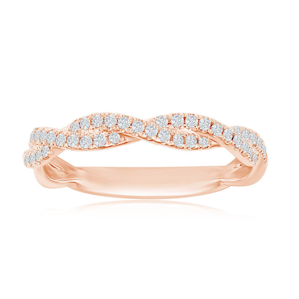 14K Rose Gold Twist Diamond Band