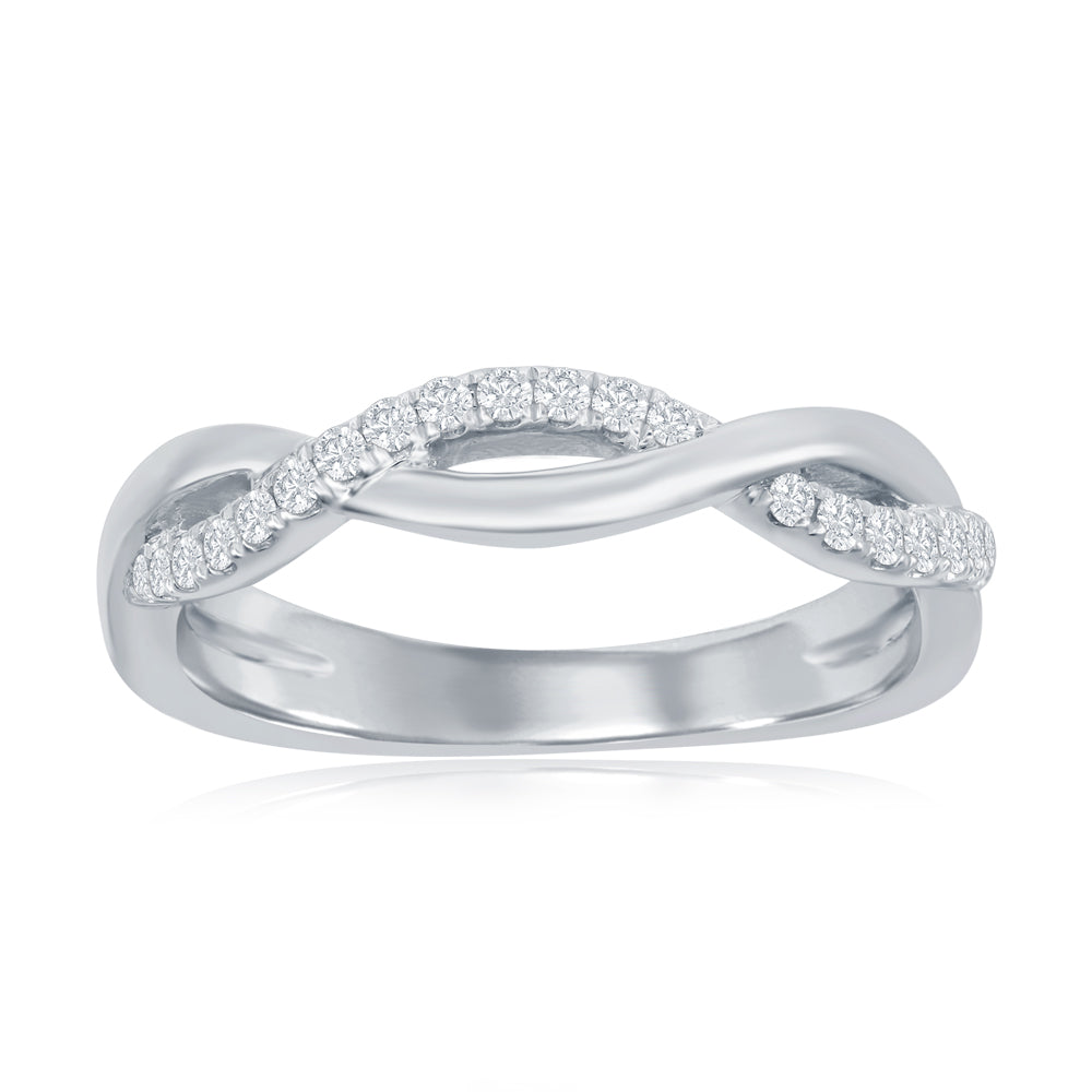 14K White Gold Twist Diamond Band