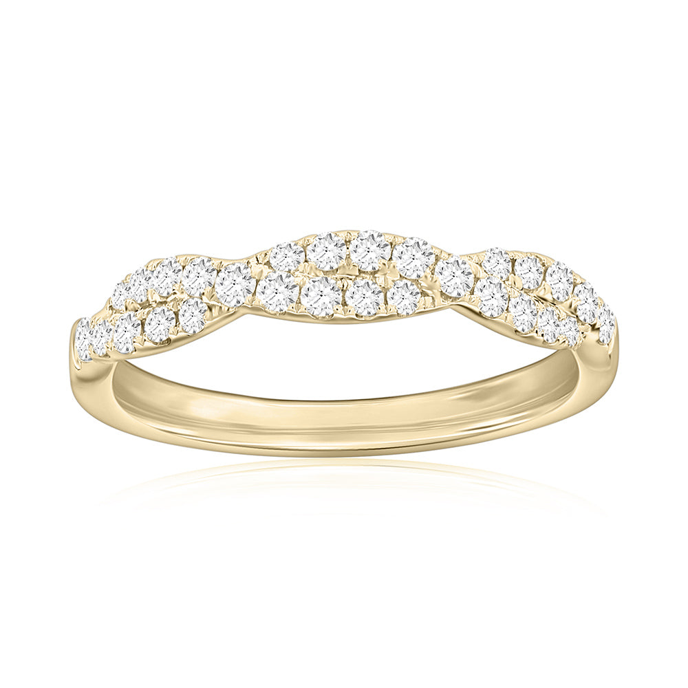 14K Yellow Gold Twist Diamond Band