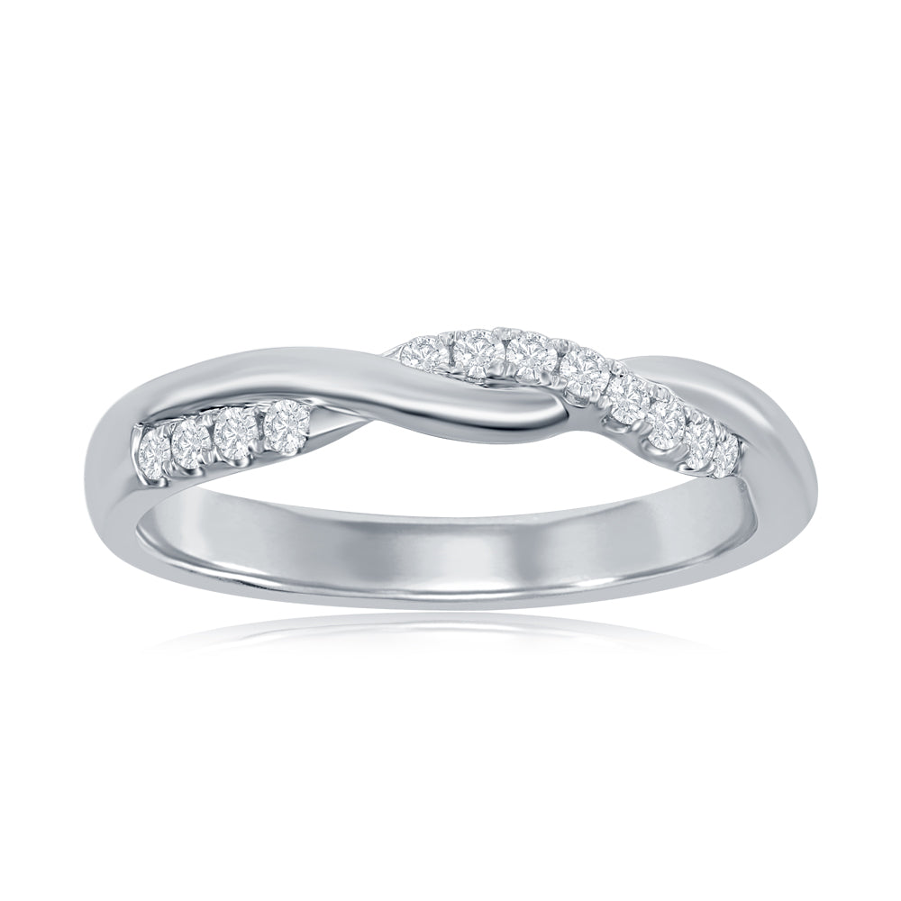 14K White Gold Twist Diamond Band