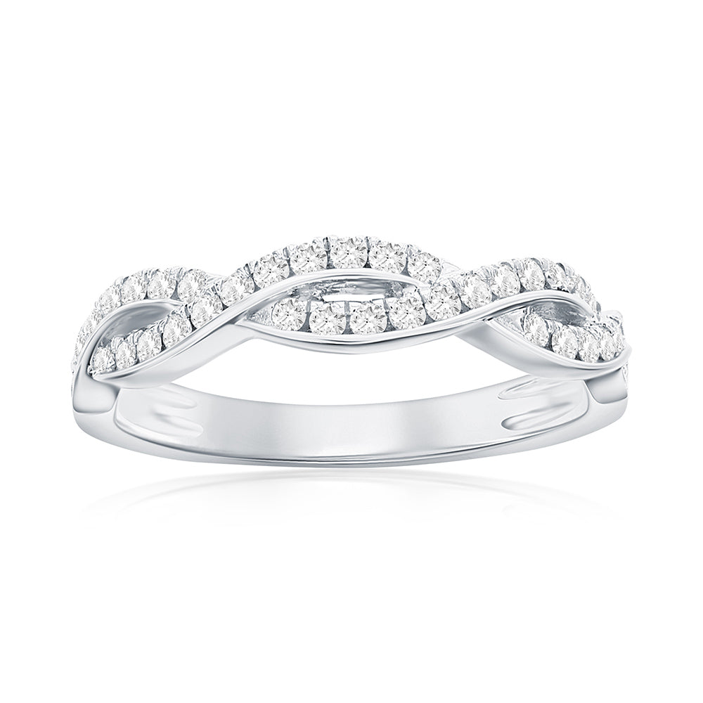 14K White Gold Twist Diamond Band