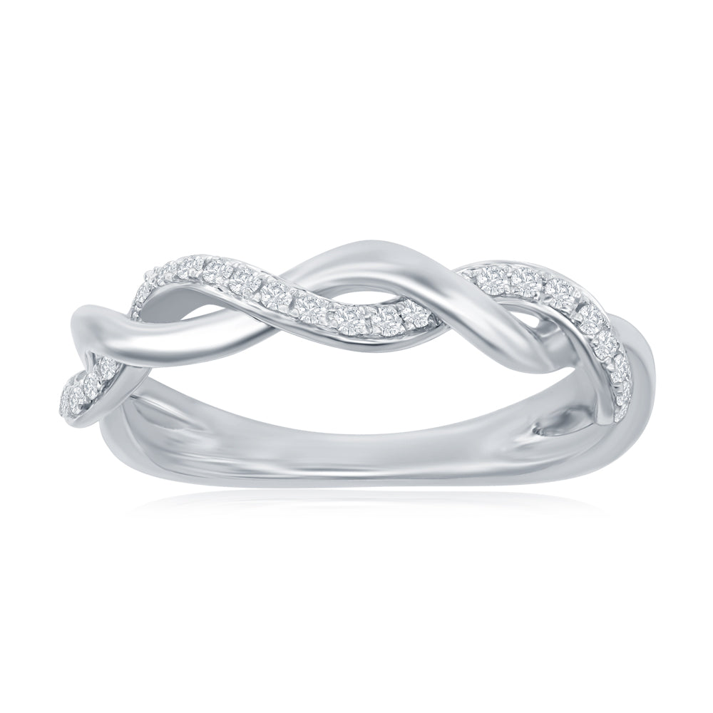 14K White Gold Twist Diamond Band