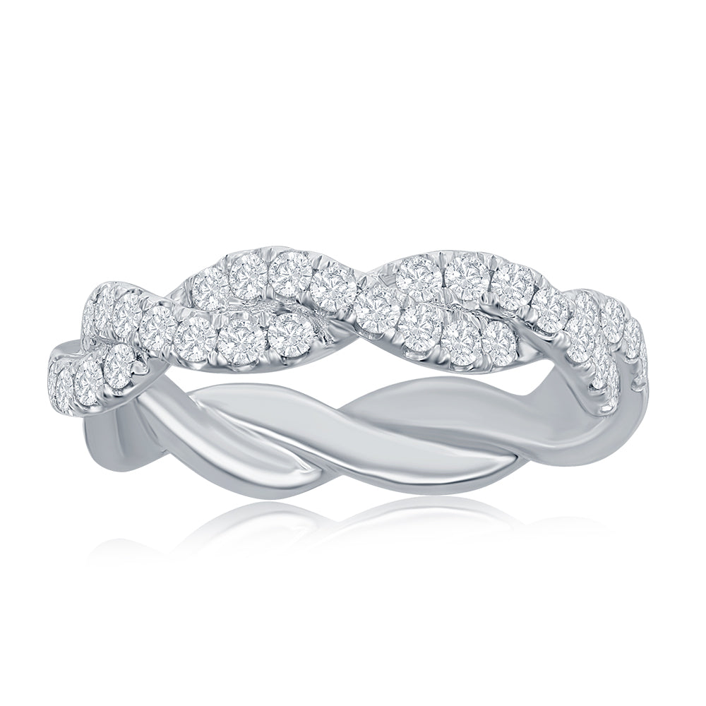 14K White Gold Twist Diamond Band