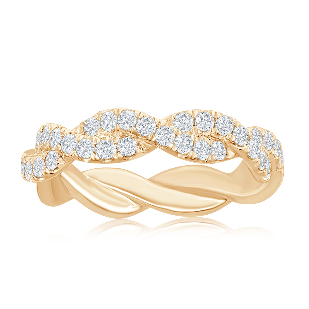14K Yellow Gold Twist Diamond Band
