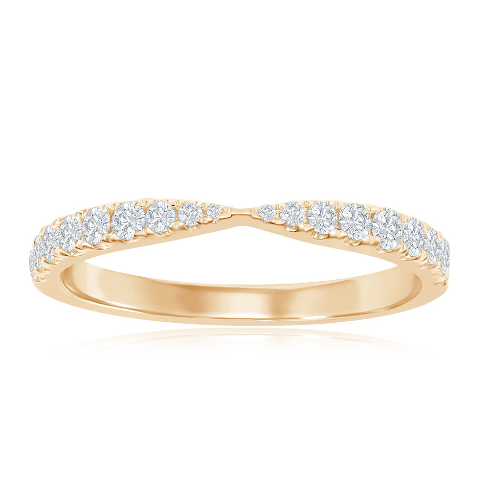 14K Yellow Gold Pinched Diamond Band