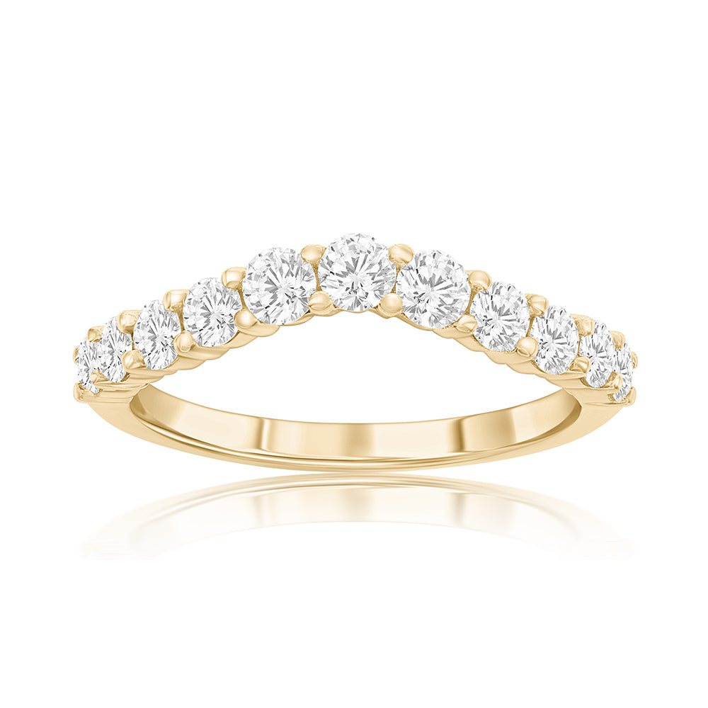 14K Yellow Gold Curved Diamond Band