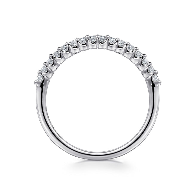 14K White Gold Shared Prong Set Diamond Wedding Band