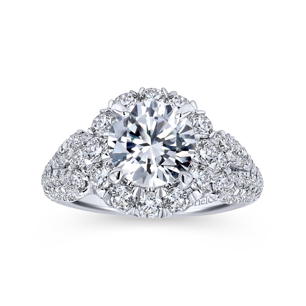 14K White Gold Round Halo Diamond Engagement Ring
