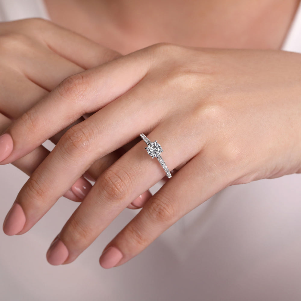14K White Gold Round Diamond Engagement Ring