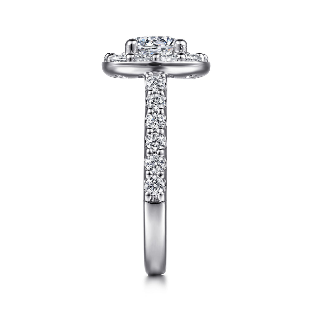 14K White Gold Round Halo Diamond Engagement Ring