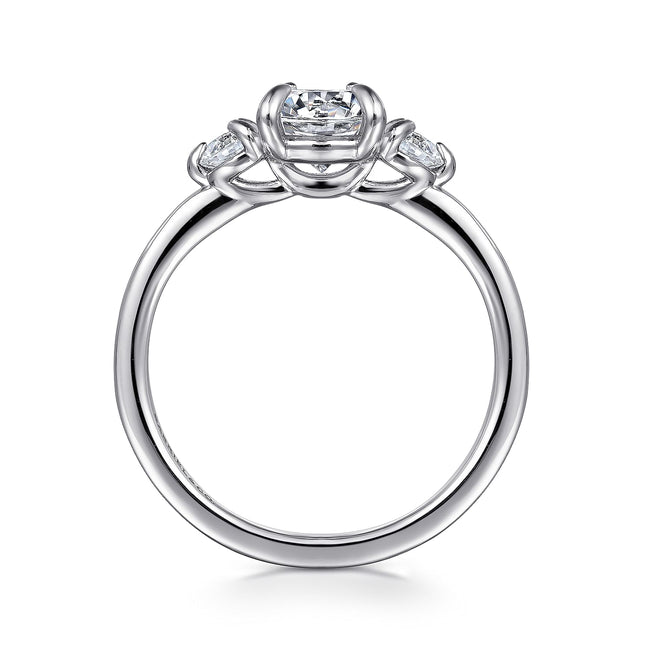 14K White Gold Round Three Stone Diamond Engagement Ring