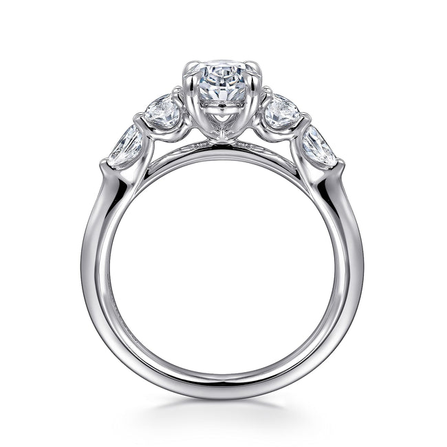 14K White Gold Oval Diamond Engagement Ring