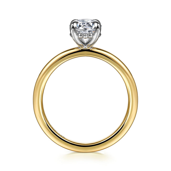 14K White-Yellow Gold Oval Diamond Engagement Ring