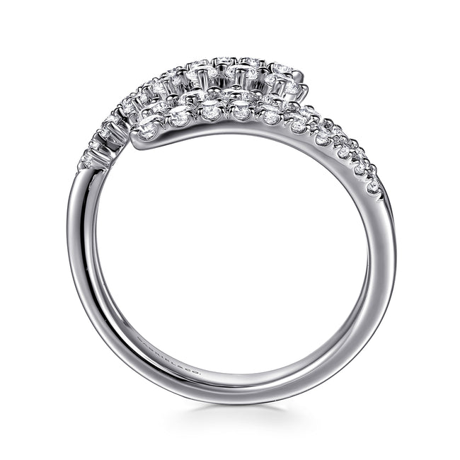 14K White Gold Graduating Diamond Bypass Ring
