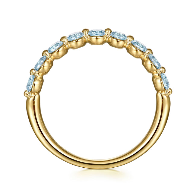 14K Yellow Gold Blue Topaz Stackable Ring