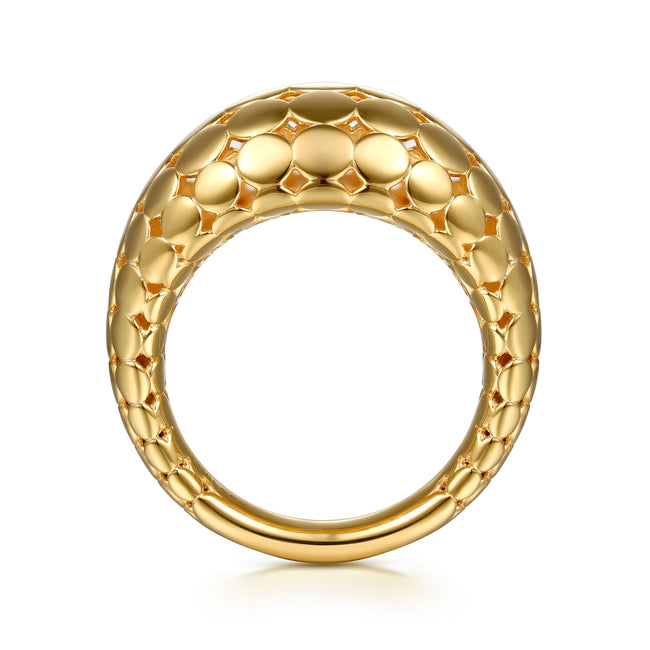 14K Yellow Plain Gold Wide Bujukan Band Ring