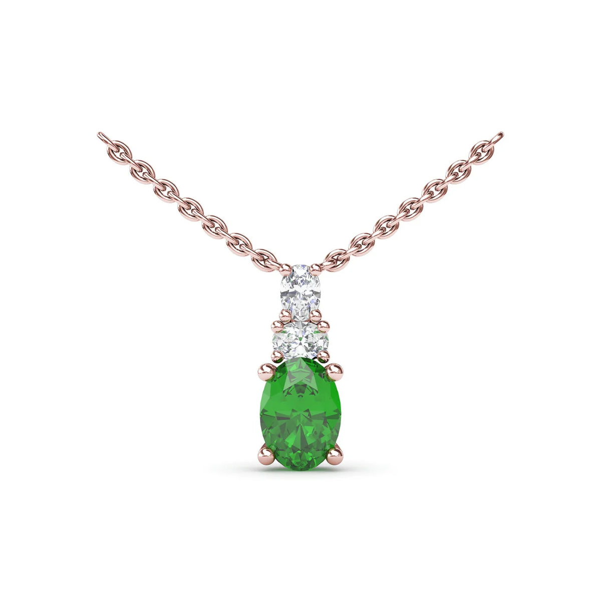 Oval Solitaire Emerald and Necklace