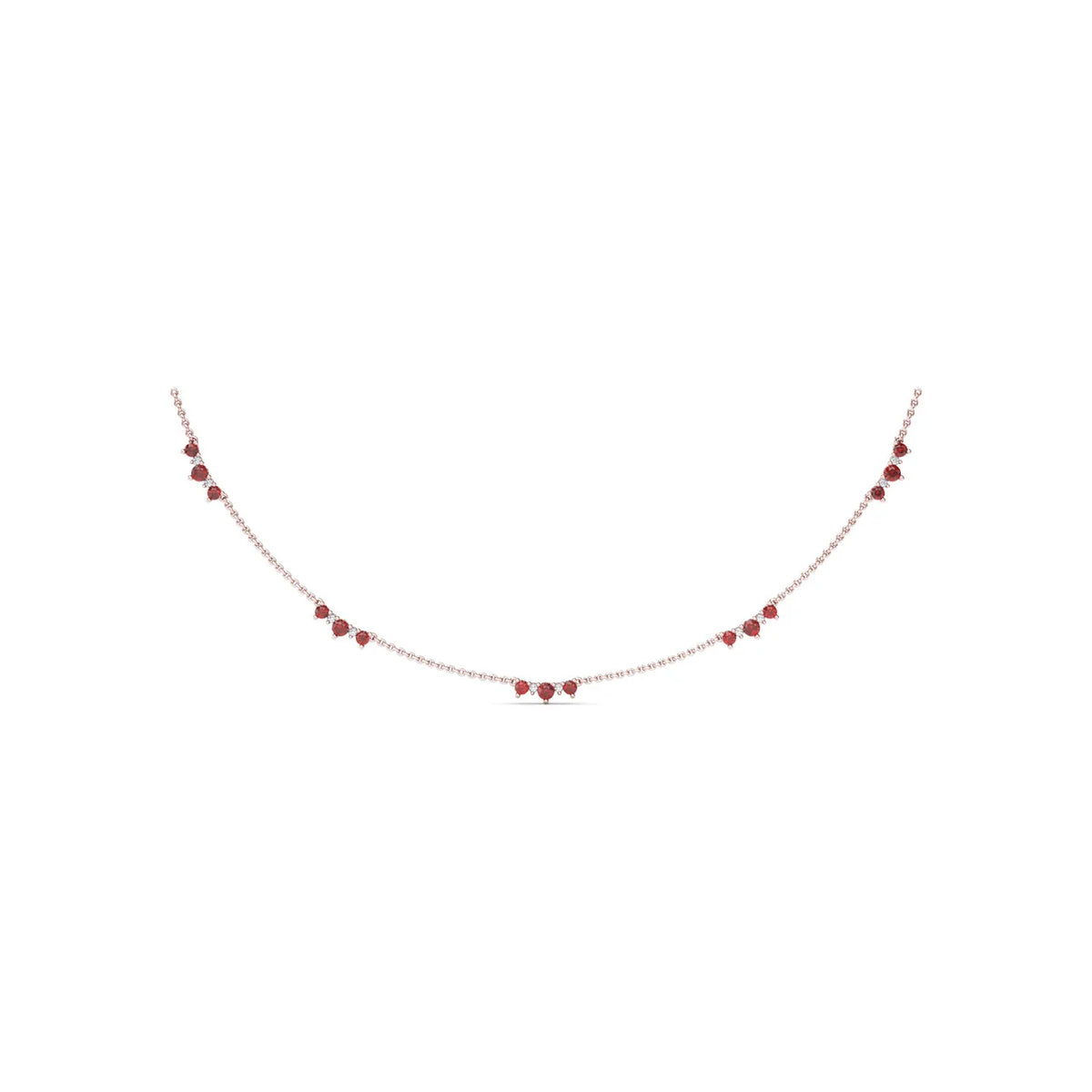 Five Stone Ruby and Station Necklace