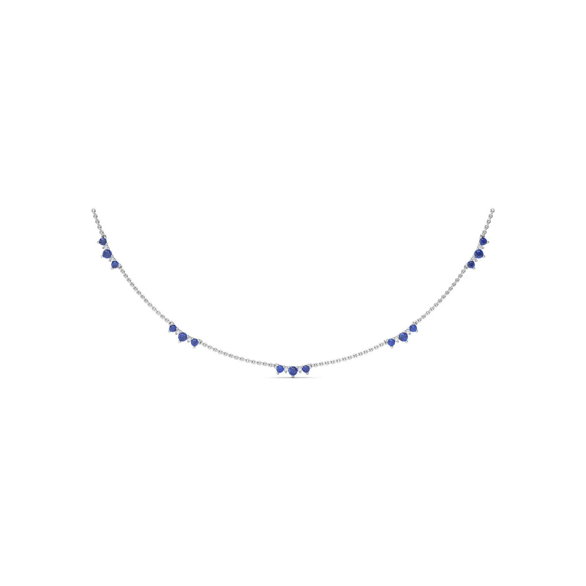 Five Stone Sapphire and Station Necklace